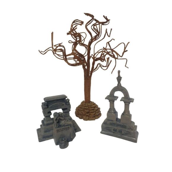 Lemax Miniature Gothic Tombstones & Tree Set For Dioramas 3D Printed - Picture 2 of 6